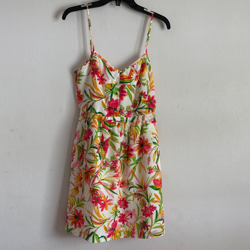 J. Crew Tropical Floral Mini Dress - Pink, Green, Yellow